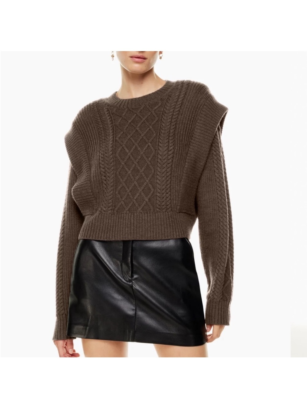 Babaton Aritzia Seek Cableknit Merino Wool Sweater Medium